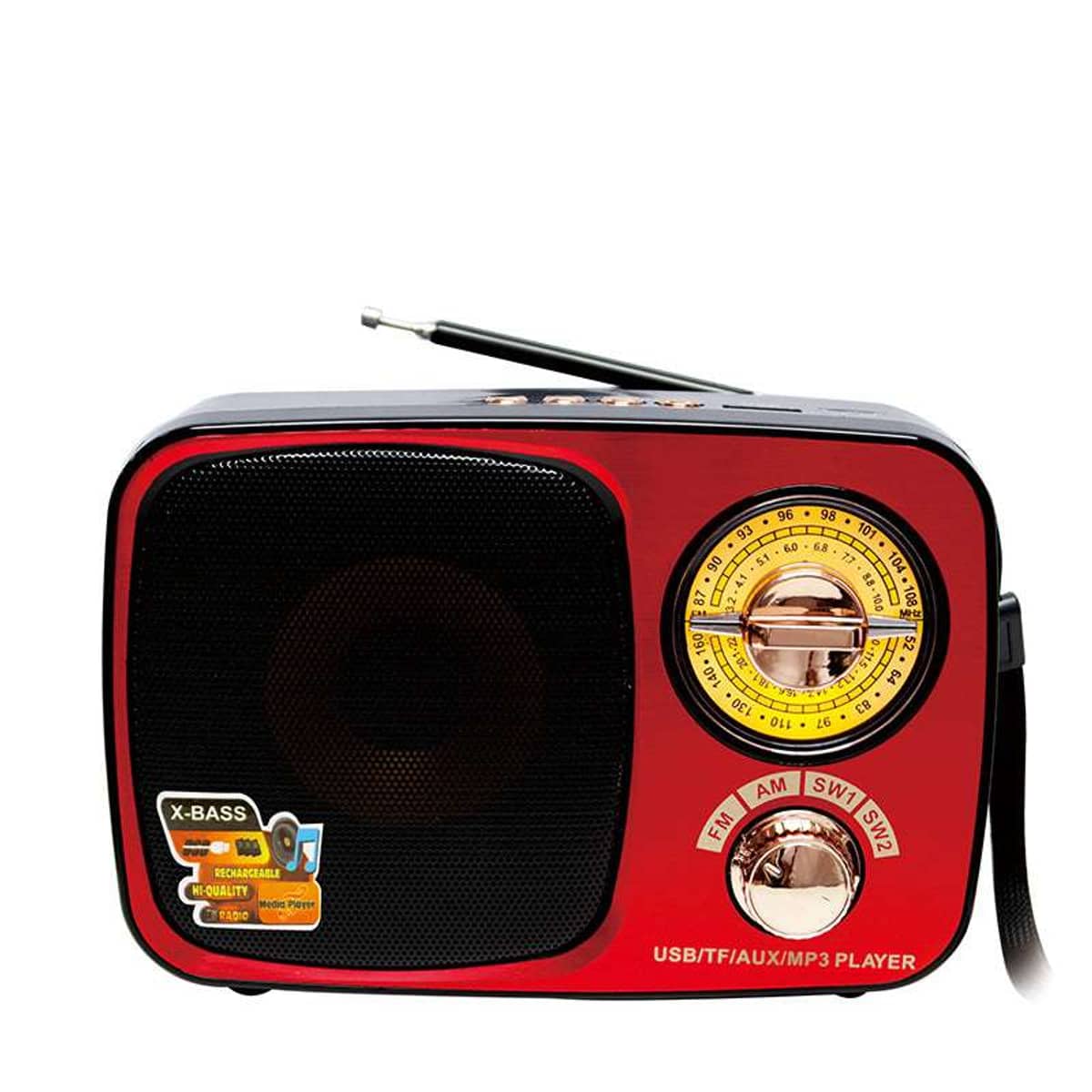 Rechargeable retro radio speaker, full-band multi-functional FM/AM/SW portable radio