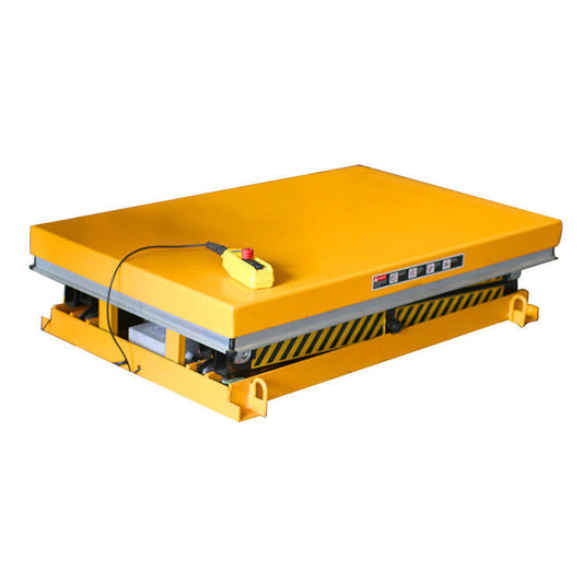 Warehouse vertical hydraulic cargo lifting platform for 1000 kg and 500 kg cargo lifting. Inspection and factory inspection service.
