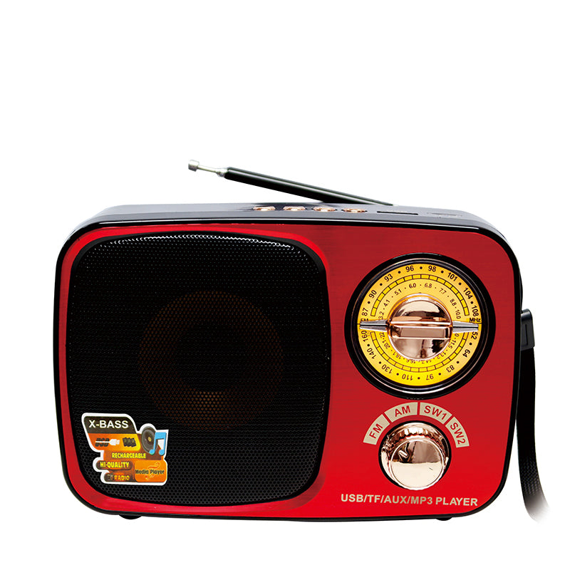 Portable high-quality large-volume retro radio with FM/AM/SW multi-band functionality