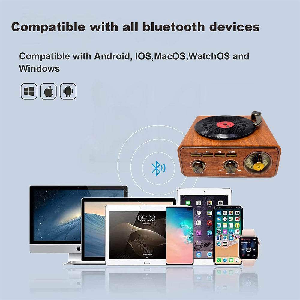 便携式迷你无线蓝牙收音机可充电复古风格,带tf卡和调频收音机 - 速航船务