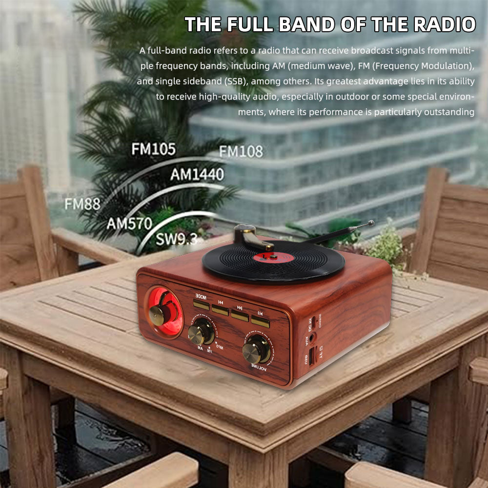 高品质交流供电木质立体声扬声器便携式FM/AM/SW复古收音机