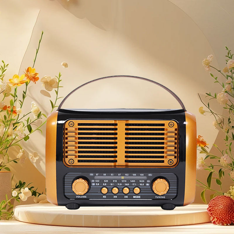 复古风格短波收音机蓝牙复古袖珍调频收音机