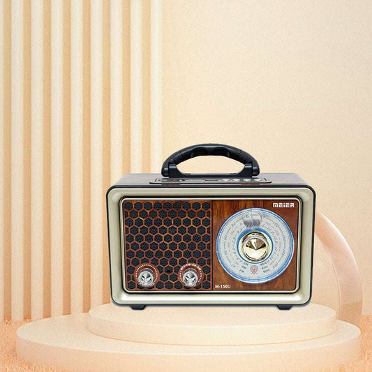Classic retro wooden portable radio - FM/AM/SW all-band multi-functional mini radio