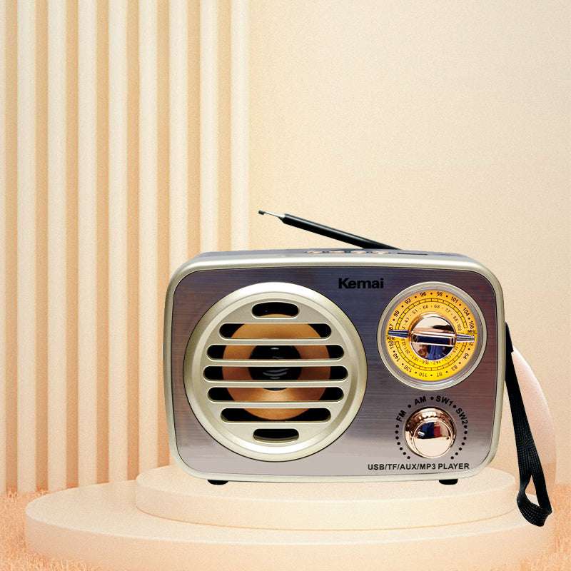 Classic retro wooden portable radio with FM/AM/SW full-band playback function. It supports Bluetooth and USB features.