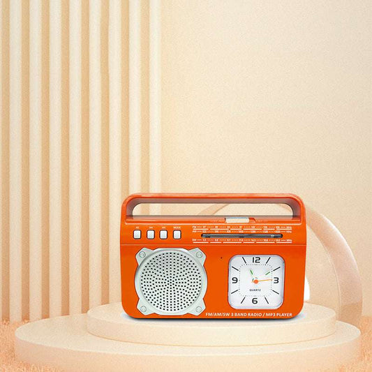 Portable 3-Band Am FM Sw Radio,Bluetooth Retro Design,TF Card and MP3 Player, Rechargeable Speaker