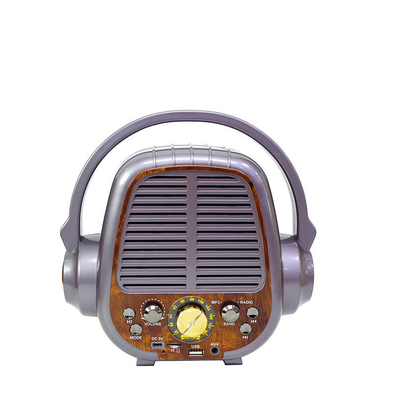 Retro multi-band wooden charging radio, with USB wireless link for MP3 player radio