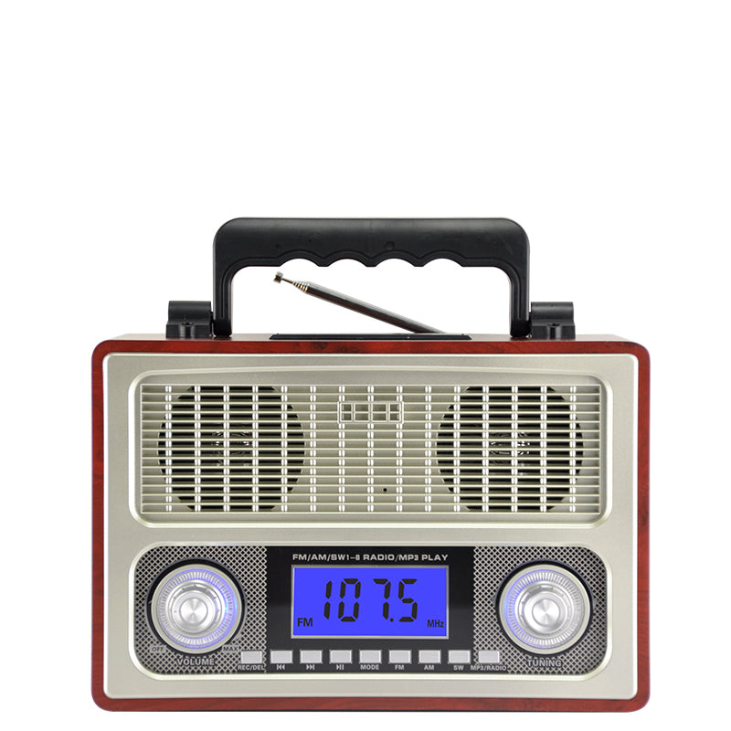 Portable 3-Band Am FM Sw Radio, TF Card and MP3 Player, Rechargeable Speaker radio