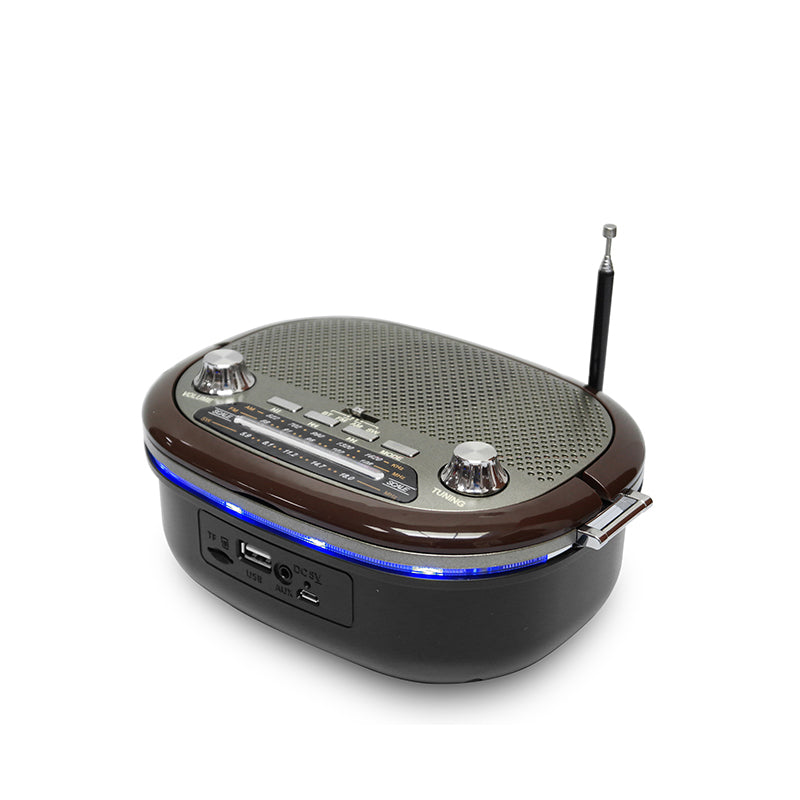 Retro wood-grain FM/AM/SW multi-band radio, featuring built-in speaker with Bluetooth and USB interface multi-functional radio