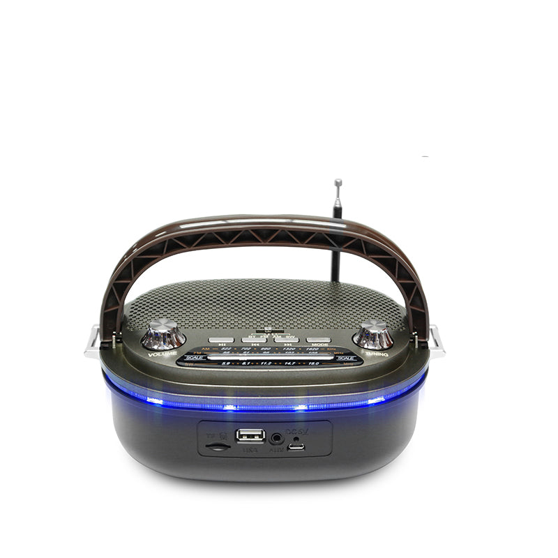 Retro wood-grain FM/AM/SW multi-band radio, featuring built-in speaker with Bluetooth and USB interface multi-functional radio