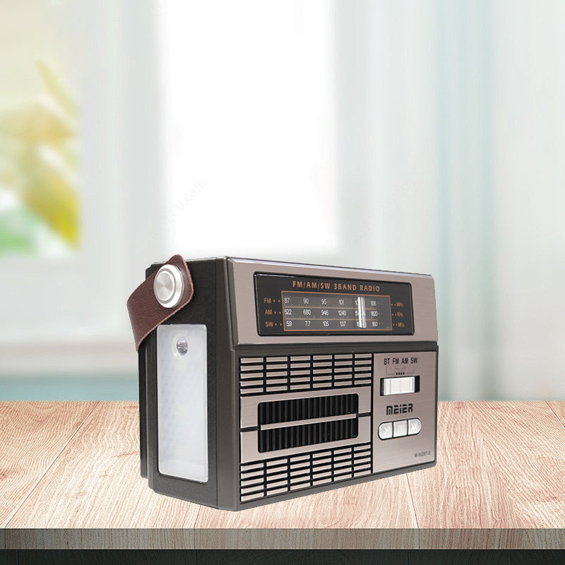 Support DC 5V Charging Wood Style Four Hole External Play Radio Display Clear Operation