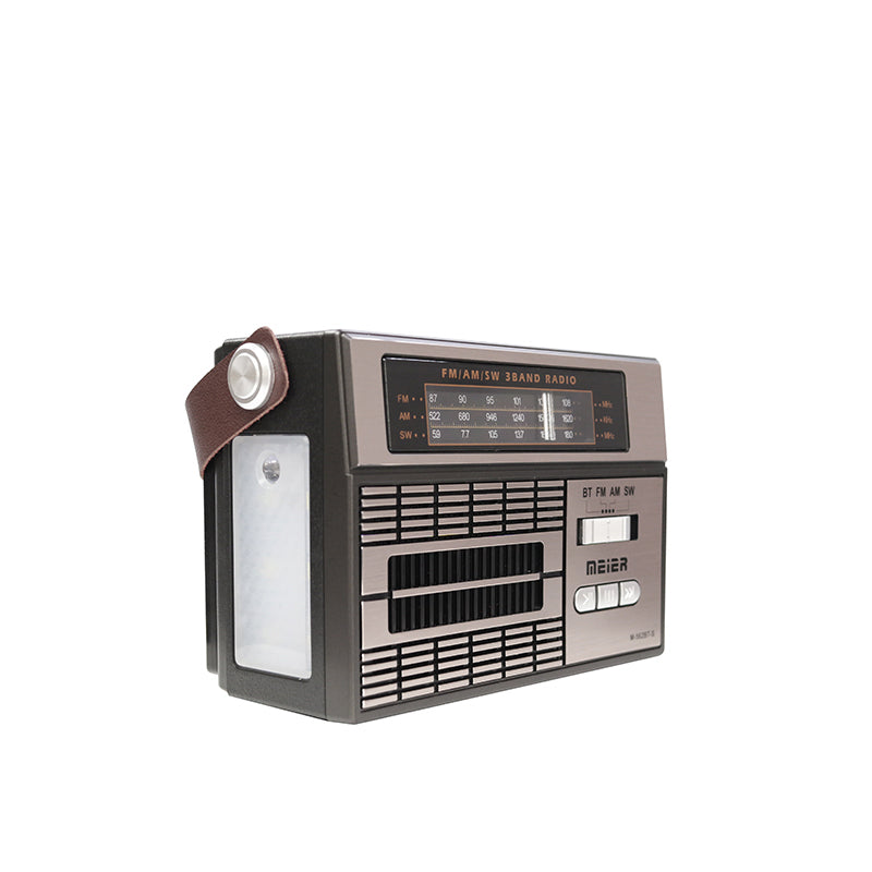 Support DC 5V Charging Wood Style Four Hole External Play Radio Display Clear Operation