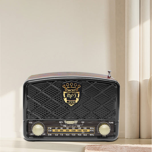 Classic retro wooden portable radio with FM/AM/SW functionality. Retro design for superior sound quality