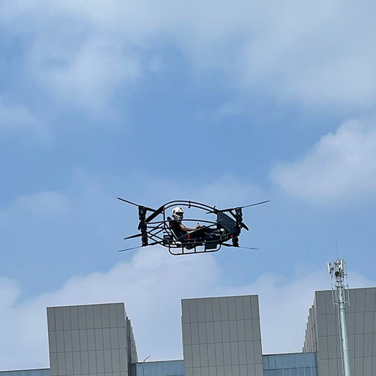 Professional quadcopter with a maximum payload of 100 kg and a manned electric vertical take-off and landing aircraft