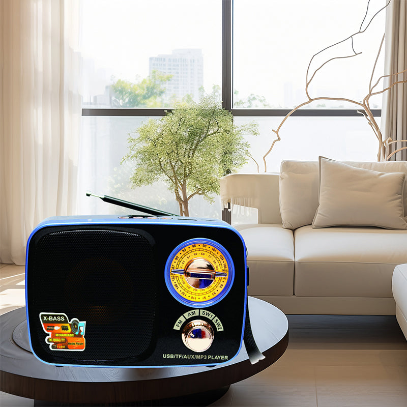 Portable high-quality large-volume retro radio with FM/AM/SW multi-band functionality