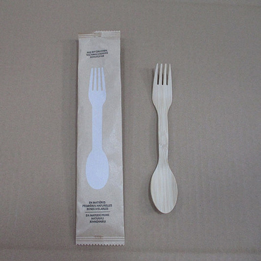 高品质食品级婚庆餐具竹子勺子叉子二合一两用验货验厂检验服务