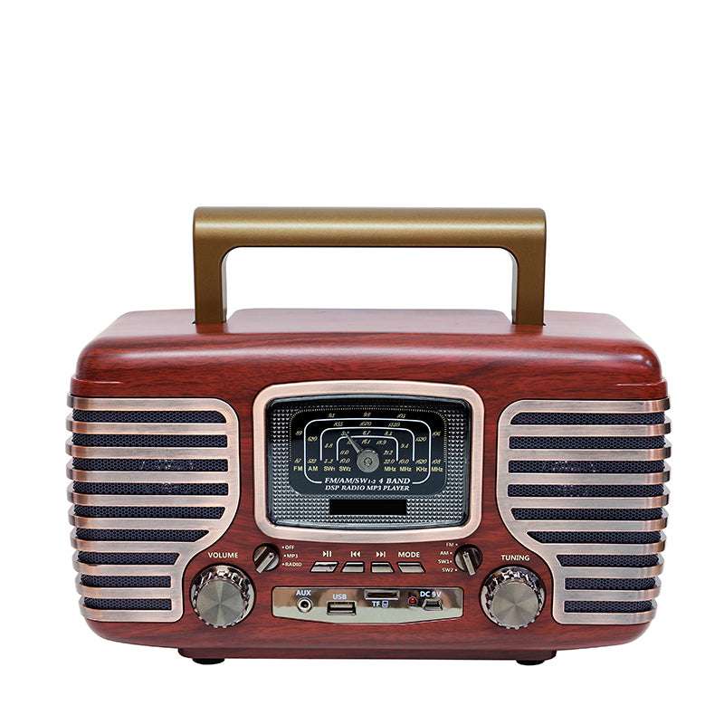 复古木制调频收音机，支持蓝牙和用于Mp3播放的USB端口，多功能收音机