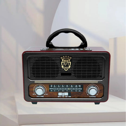 便携式多功能迷你立体声收音机复古设计FM/AM/SW全波段收音机