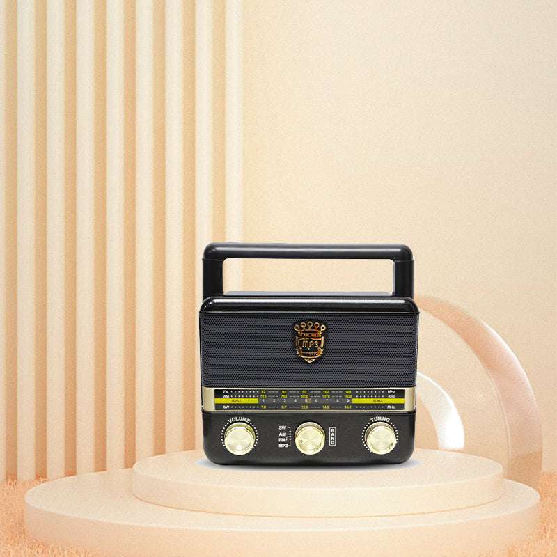 Wooden retro radio, with excellent sound quality, portable hand-held AM/FM SW all-band radio