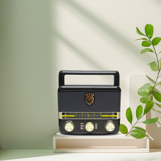 Portable mini wireless Bluetooth speaker, rechargeable, retro style, with TF card and FM radio