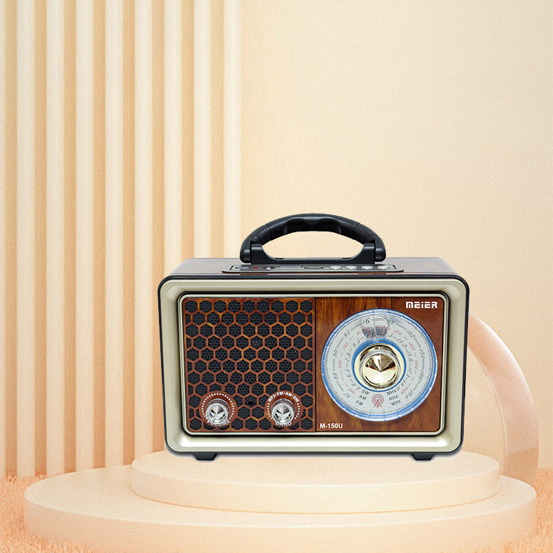 Classic retro wooden portable radio - FM/AM/SW all-band multi-functional mini radio