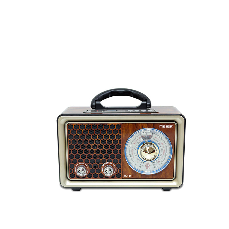 Classic retro wooden portable radio - FM/AM/SW all-band multi-functional mini radio