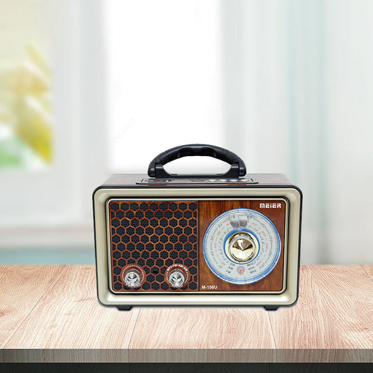 Retro BT speaker radio, walnut vintage rotary radio, elegant retro decoration with USB drive/TF card slot