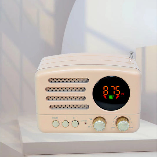 Customizable vintage wooden portable radio with DC power supply, featuring excellent sound quality for FM/AM/SW bands