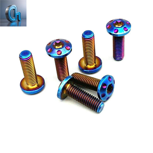 Hex Flange Head Titanium Alloy Plum Blossom Screws Burned Brake Motorcycle Modification Anodizing Colored Bolts
