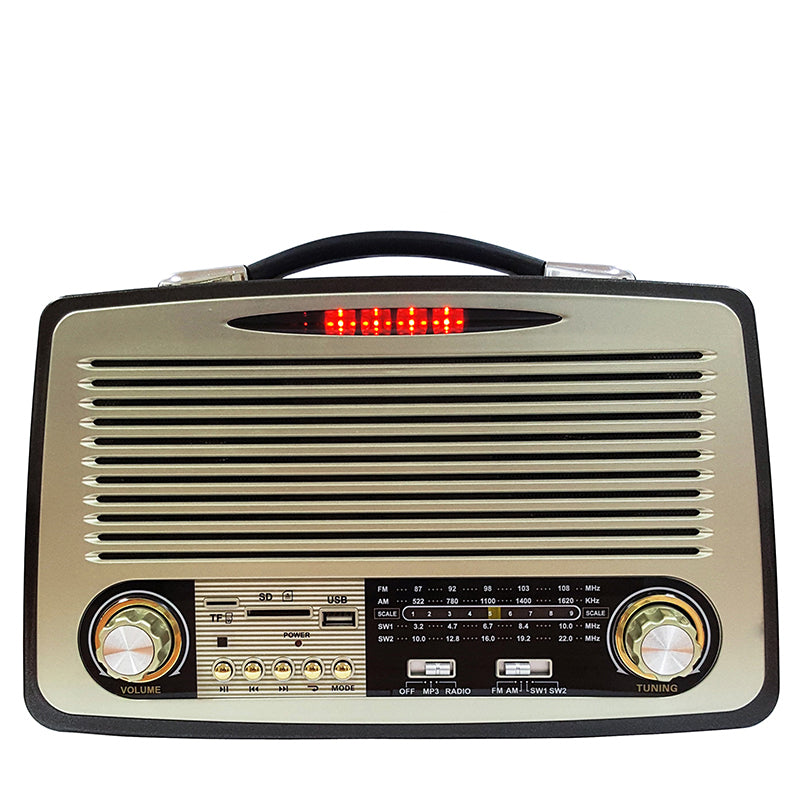 Portable 3-Band Am FM Sw Radio, LED Flashlight, TF Card and MP3 Player, Rechargeable Speakers Bluetooth