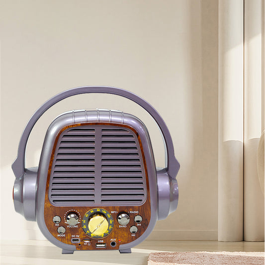 Retro wood-grain multi-band radio that supports Bluetooth connection for audio playback
