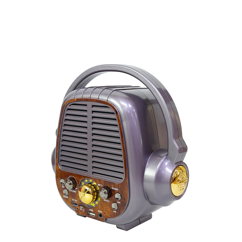 Retro multi-band wooden charging radio, with USB wireless link for MP3 player radio