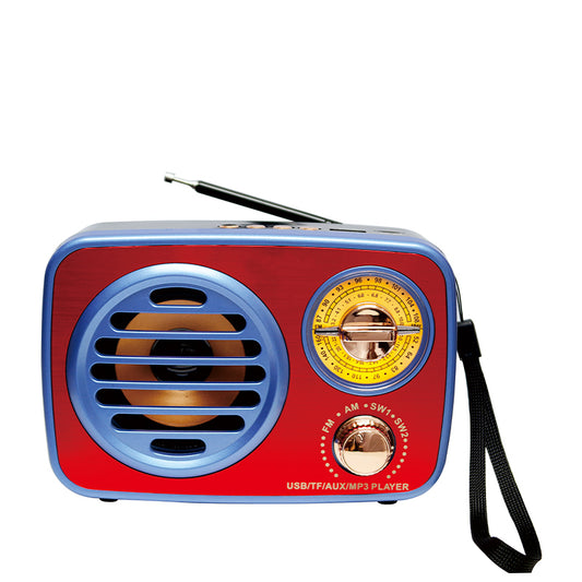 Classic retro style portable multi-functional radio, with volume control for FM/AM/SW multi-band reception