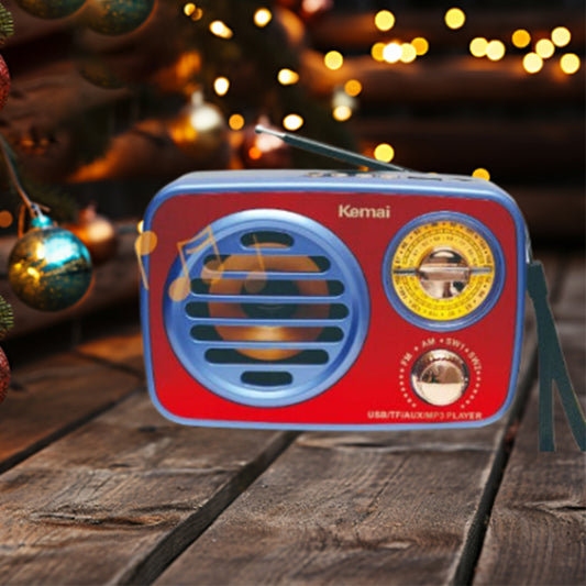 Classic retro wooden portable radio with FM/AM/SW full-band playback function. It supports Bluetooth and USB features.