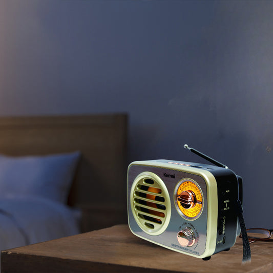 Portable Bluetooth speaker with retro style, featuring USB and TF card functions, and supporting multi-band radios including FM, AM and SW.